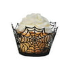 GOLF 100Pcs Halloween Cupcake Wrappers | Artistic Bake Cake Paper Filigree Little Vine Lace Laser Cut Liner Baking Cup Wraps Muffin CaseTrays for Wedding Party Birthday Decoration (Black Spiderweb)
