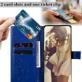 thumbnail image 3 of Nalacover For iPhone 13 Pro Max Case,Luxury 360 Protection Embossed Butterfly PU Leather and Soft TPU Flip Kickstand Magnetic Card Wallet Shockproof Protective Cover with Wrist Strap.Blue, 3 of 9