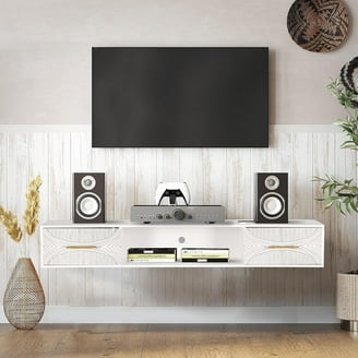 Wall Mounted Wood TV Console Entertainment Center Wall Decor 48
