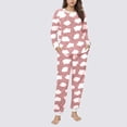 thumbnail image 4 of Conjunto de top y pantalones de poliéster con bolsillos largos y estampado de cuello redondo informal para mujer, 4 of 6