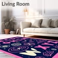 thumbnail image 2 of ODIKA 2'x3' Machine Washable Non-Slip Area Rug, Stargazer Cosmic ABC Universe Navigator Scholar High Traffic Rug, Pink, 692513, 2 of 7