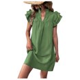 thumbnail image 3 of Horkkom Sundresses for Women V Neck Short Sleeve Loose Mini Dresses Summer Casual Holiday Beach Dresses L, 3 of 9