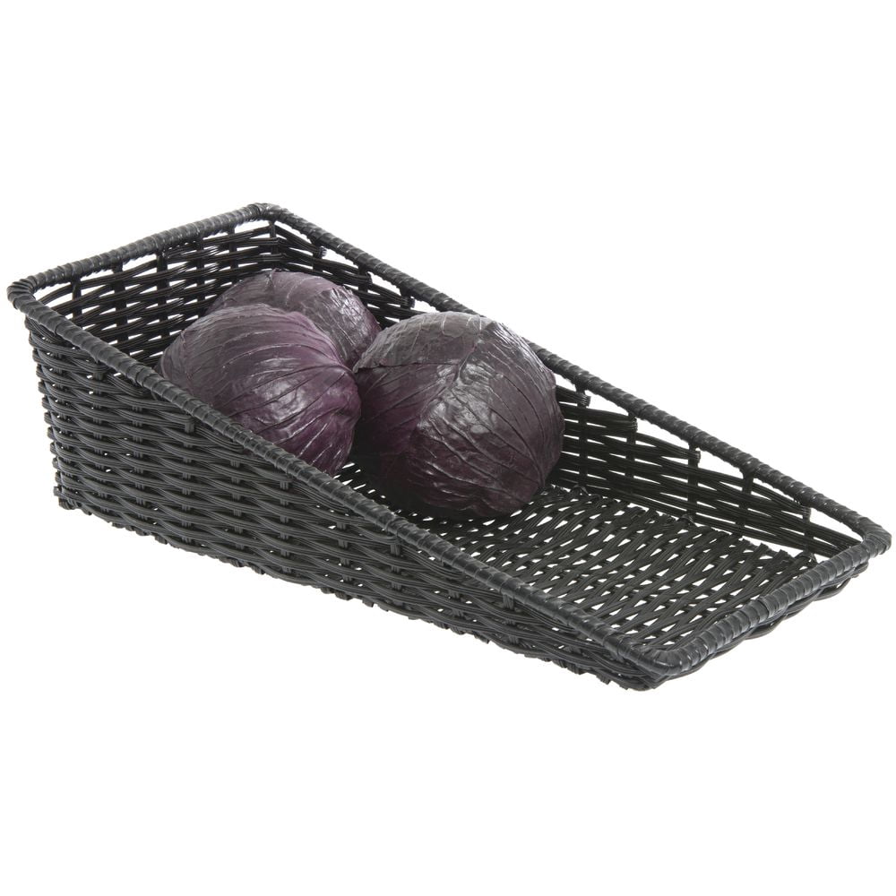HUBERT Wicker Look Tapered Storage Basket, Rectangular Black - 11 1/2"L x 24"D x 1 1/2" to 7"H