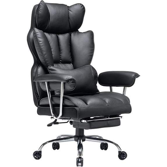 ZXNYH Desk Office Chair,High Back Office Chair,Leather Office Chair, Executive Office Chair, Reclining Office Chair,Swivel Office Chair with Lumbar Support and Leg Rest (Black)