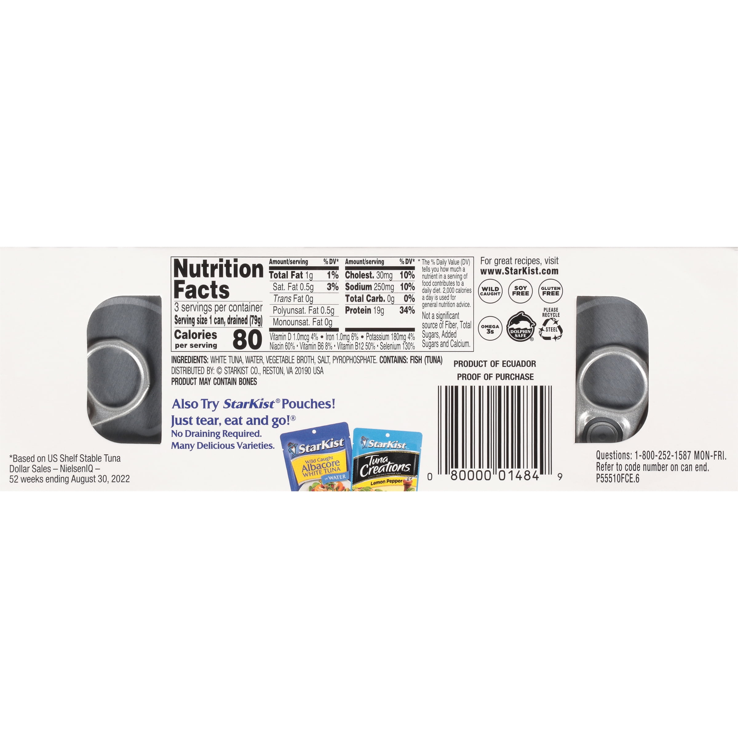 (3 pack) StarKist Solid White Albacore Tuna in Water, 3 oz, 3 Cans