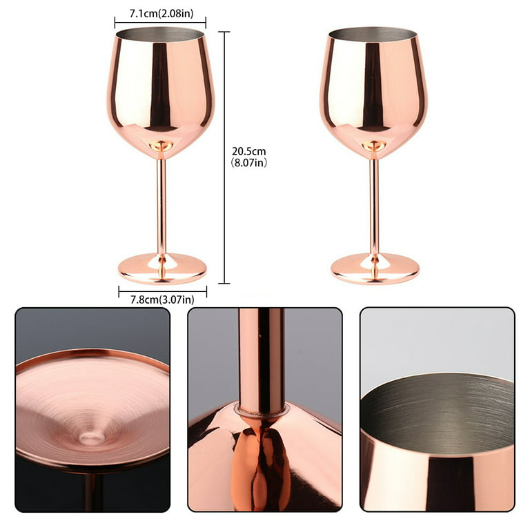 Wine glasses set of 2 made of stainless steel copper, metal wine glass, red  wine goblet, cocktail goblet, white wine champagne glasses stainless steel,  rose gold 500ml red wine glasses 2 pieces 