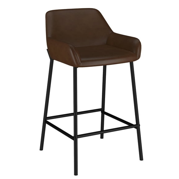 Inspire Modern Faux Leather Metal 26 Inche Counter Stool Set of 2 Brown Black
