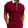 thumbnail image 2 of ZRBYWB Men's Polo Shirt Men's Turn Down Collar Shirts Slim Fit Short Sleeve Color Block Golfs Zipper Shirts Soft Tees Mens Polo Shirts, 2 of 4