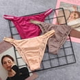 thumbnail image 4 of Bragas sedosas para mujer, Tanga fino, ropa interior de seda de hielo, cinturón brillante, Bikini de tiro bajo, lencería cómoda y transpirable, 4 of 5