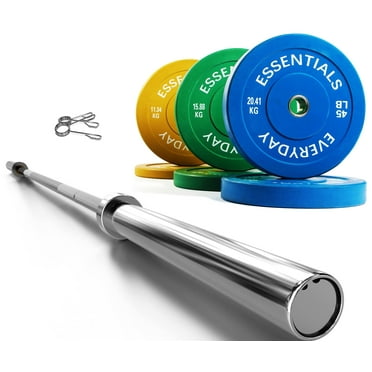 BalanceFrom Bumper Plate with Steel Hub, 210 lb Set w/ bar Color