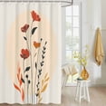 thumbnail image 4 of Fabric Shower Curtain, Abstract Flowers Leaves Hand Painting Floral Plants Shower Curtains with 12 Hooks Waterproof Machine Washable Bath Curtains for Bathroom, 54 x 78in, 4 of 6