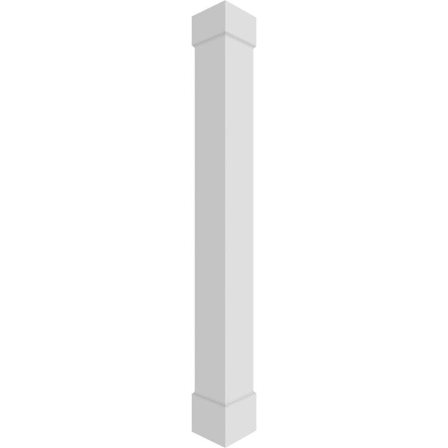 Ekena Millwork 10"W x 9'H Premium Square Non-Tapered Smooth PVC Endura-Craft Column Wrap Kit, Standard Capital & Base