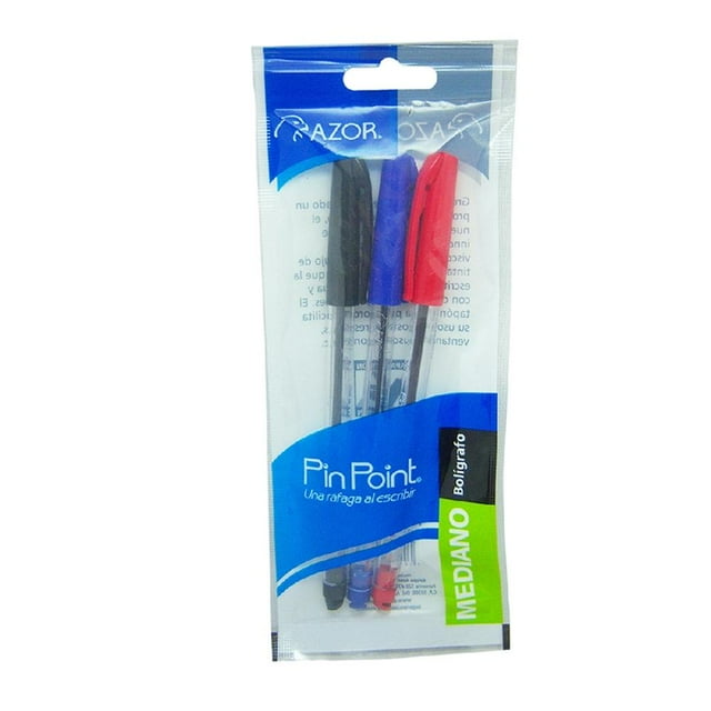 Bolígrafo Azor Pin Point Punto mediano 1.0 mm 3 pzas