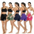 thumbnail image 3 of High Waist Yoga Shorts for Women with 2 Side Pockets Tummy Control Running Home Workout Shorts, 3 of 8