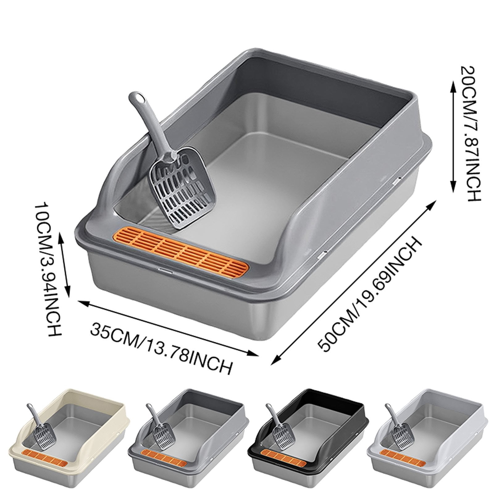 Stainless Steel Sifting Litter Box with Lid,Extra Large Sifting Cat Litter Box for Pine Pellets & Cats,Metal Pellet Sifter Litter Pan System for Odor Control with Scoop(Black)