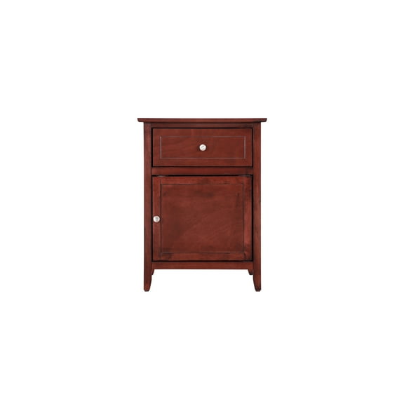 Cherry Nightstand - 1 Drawer & 1 Door - Modern Design - Fully Assembled
