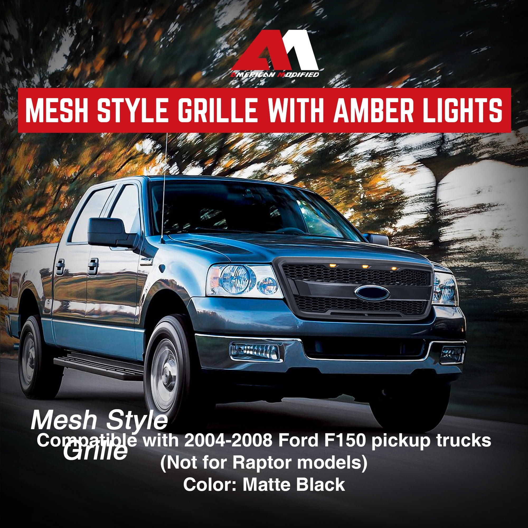 AMERICAN MODIFIED Raptor Style Mesh Grille for 2004 to 2008 Ford F150