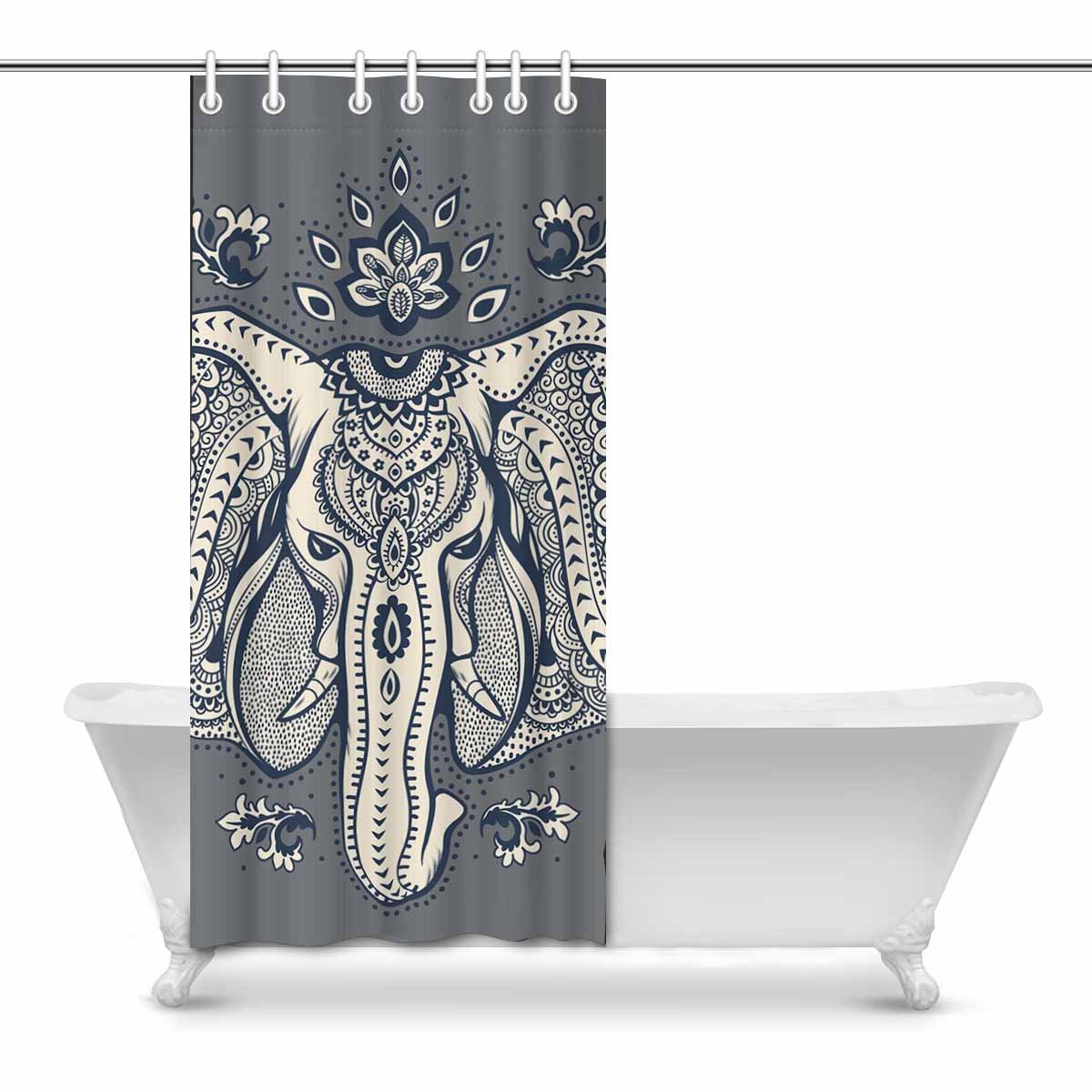 Pop Vintage Artisan Graphic Work Indian Lotus Ethnic Elephant African Tribal Art Bathroom Decor Shower Curtain 36x72 Inch Walmart Canada
