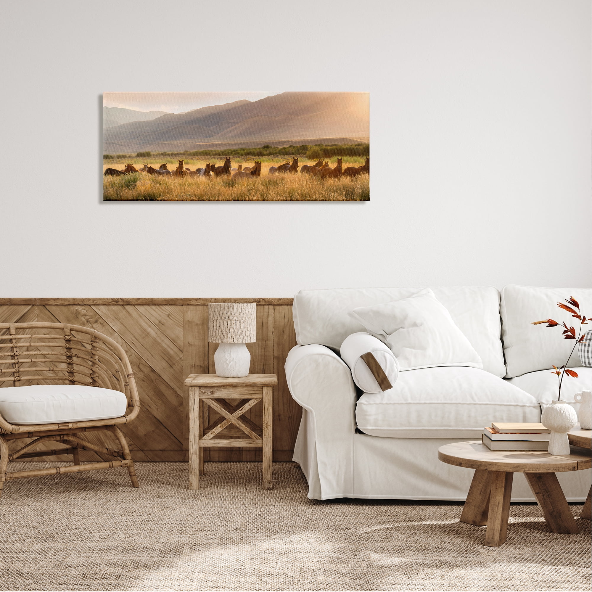 Stupell Industries Horse Herd in Mountains Landscape Photography Gallery Wrapped Canvas Art Print Wall Art, 48 x 20