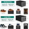 thumbnail image 2 of Pack of 12 Shoe Containers, Transparent Stackable Plastic, Shoe Rack, Wardrobe Shoe Organizer (Black) Medium, 2 of 8