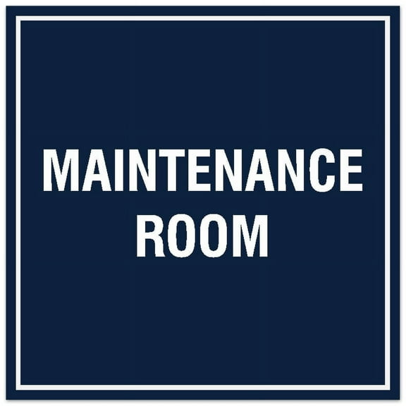 Signs ByLITA Square Maintenance Room Sign - Easy Installation | Durable Material (Navy Blue / White) - Large