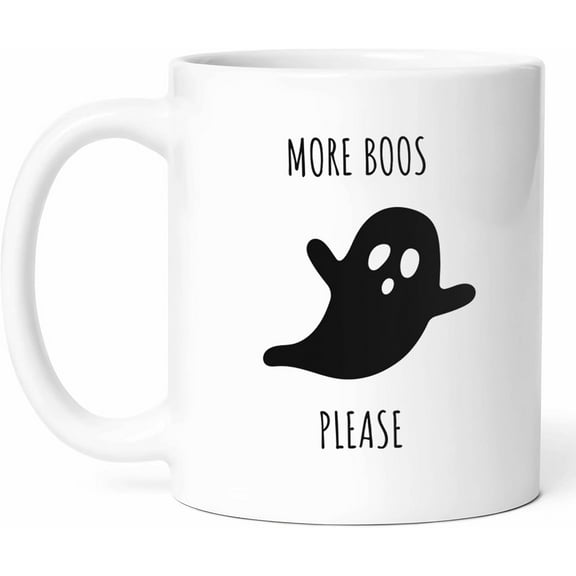 More Boos Please Mug - Funny Halloween Coffee Cup - Funny Gift For Friends - Halloween Ghost Humor - Spooky Mug - 11 oz Ceramic Mug For Halloween