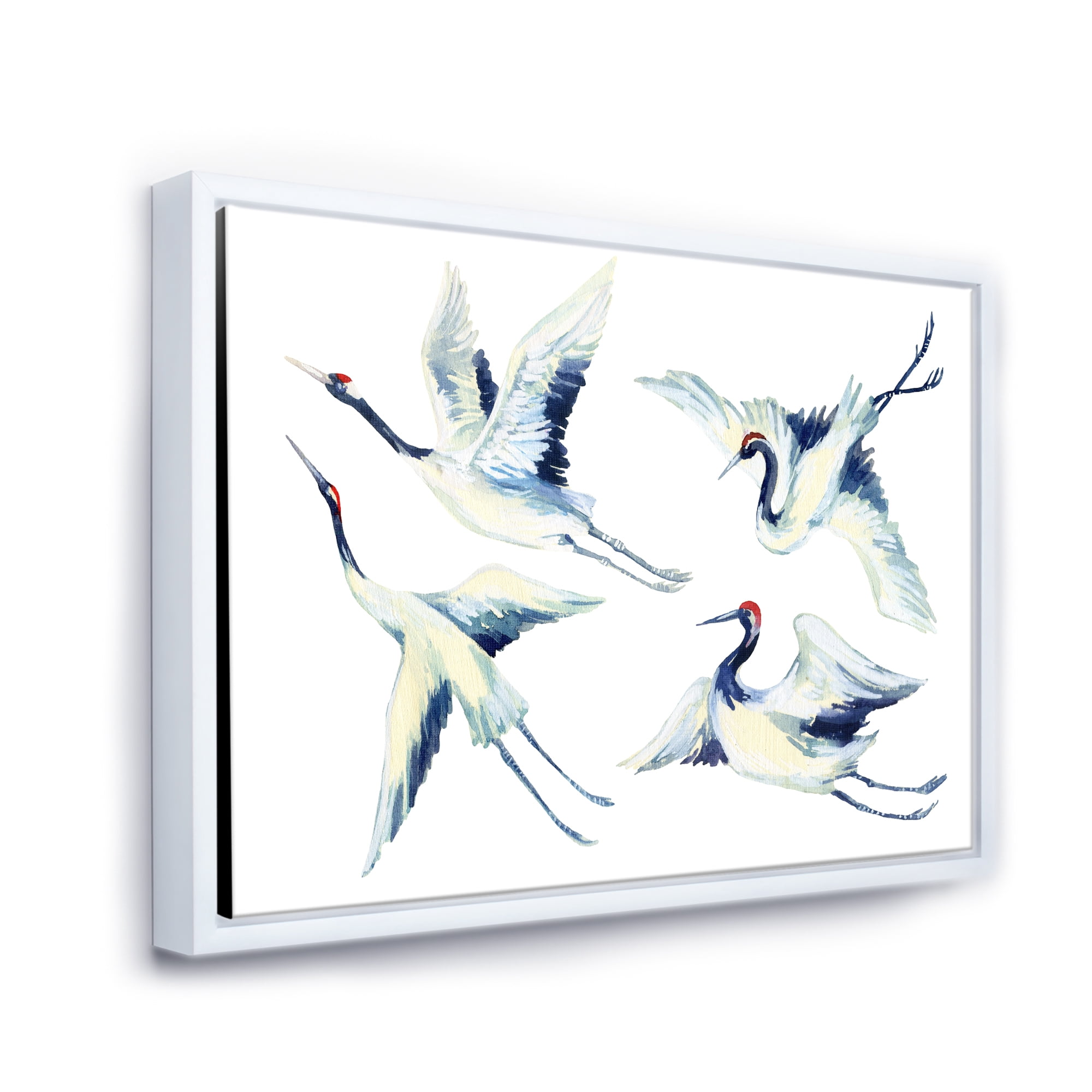 Asian Crane Bird Impression II 20 in x 12 in Framed Painting Canvas Art Print, by Designart