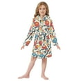 thumbnail image 6 of FORMRS Niños Bathrobe Unisex Hooded Robe Soft Plush Pajamas Sleepwear, Size 4-6T, Vibrant Japanese Flowers, 6 of 7