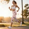 thumbnail image 3 of SCRAWLGOD Pug Dog Pink Soft Capri Leggings for Women Casual Tummy Control 3/4 Cropped Leggings for Workout Running Gym High Waisted Capris Tights with 2 Pockets, XS, 3 of 7
