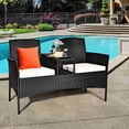 thumbnail image 3 of Costway Patio Rattan Conversation Set Seat Sofa Cushioned Loveseat Glass Table Chairs, 3 of 9