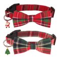 thumbnail image 2 of Mumup Christmas Dog Collar with Bow, Adjustable Red Green Plaid Dog Collars with Removable Bowtie Christmas Collars for Large Dogs Pets, 2 of 5