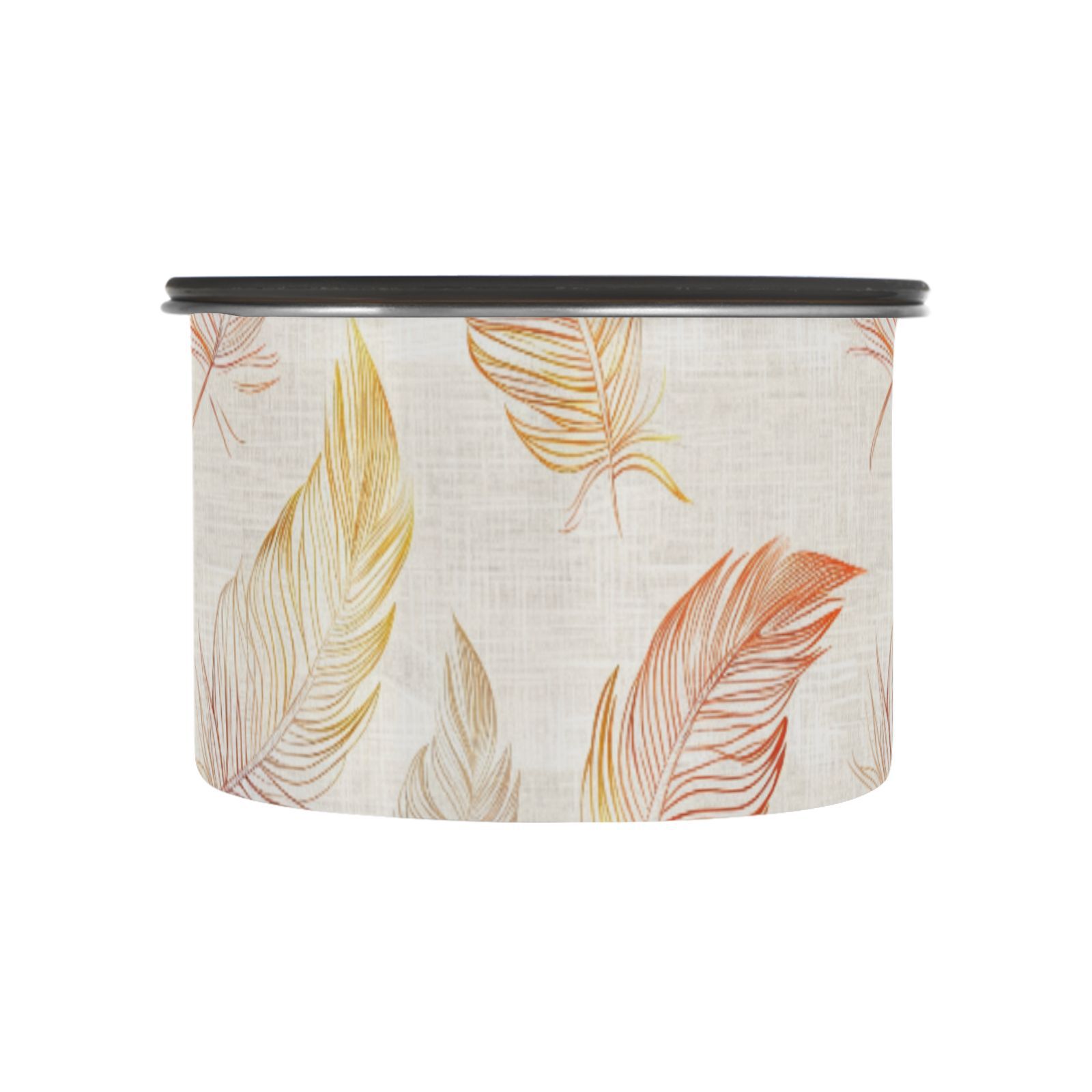 Orange & Yellow Feather Airtight Coffee Bean Canister 30oz Food Storage Containers with Lids For Gournd, Tea, Sugar, Flour, Rice, Cereal, Candy Cookie Jar