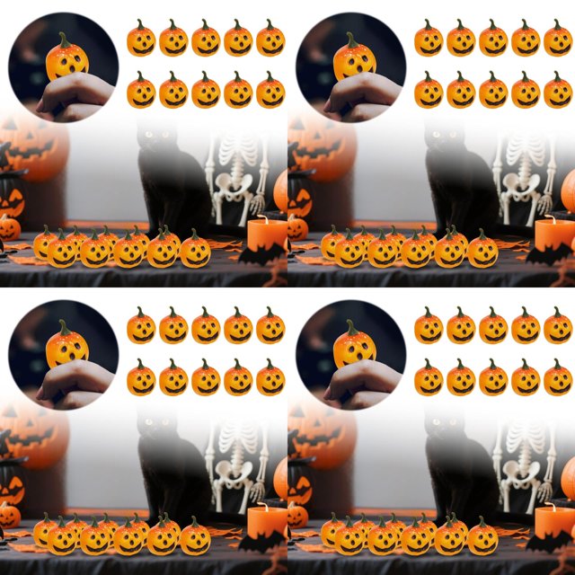 Party Supplies Mini Pumpkin Decorations with Faces for Festive Table Centerpieces and Event 10PCS,4-Pack