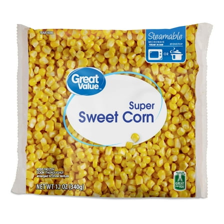 Great Value Frozen Whole Kernel Corn, 12 oz Steamable Bag