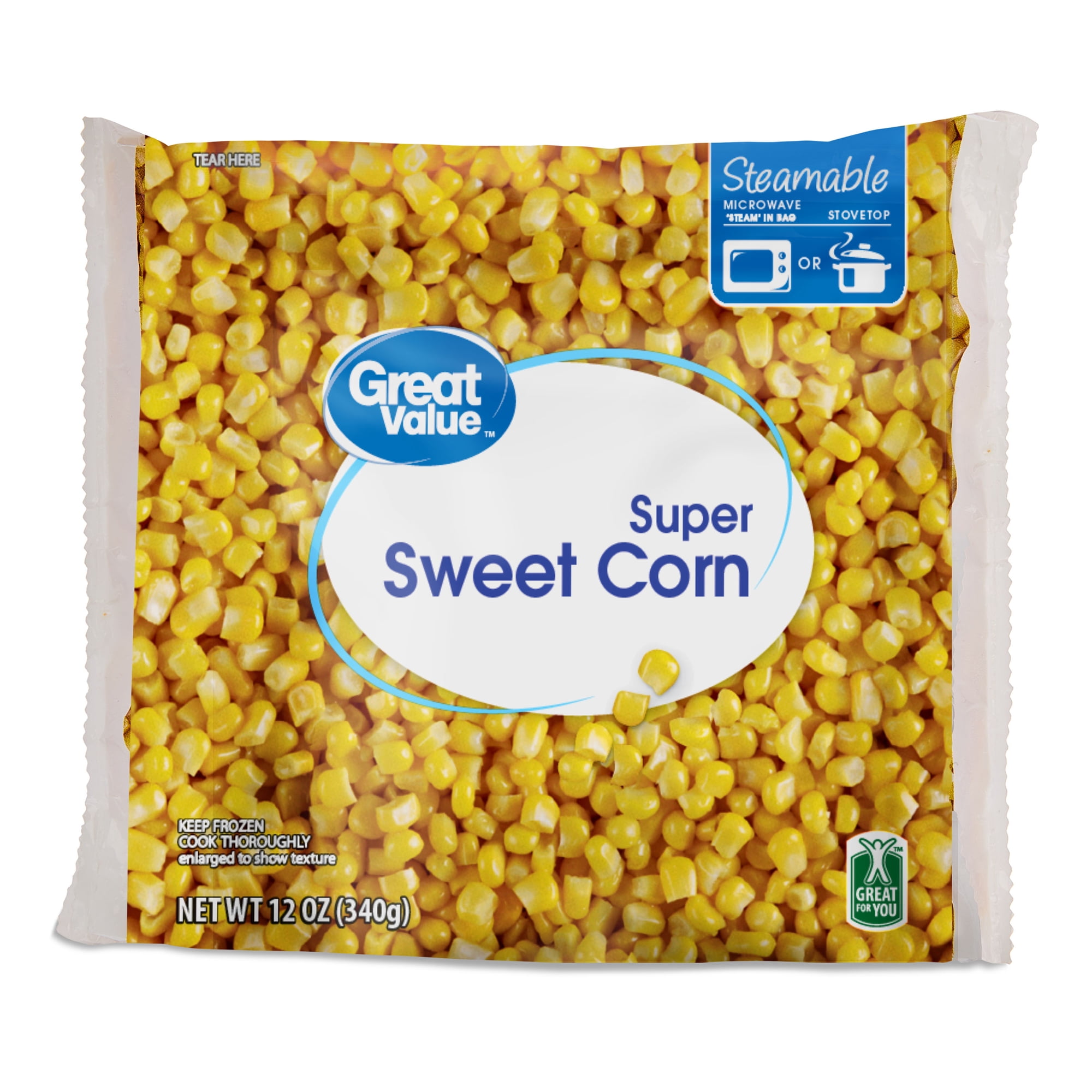 Great Value Whole Kernel Corn, 12 oz Steamable Bag (Frozen)