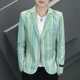 thumbnail image 3 of Abrigos Chaqueta para Hombre Trajes y Blazers de Hombre de Botonadura Sencilla Blanco Rayado Nuevo en Ropa Casual Original Elegante Verano Primavera, 3 of 5