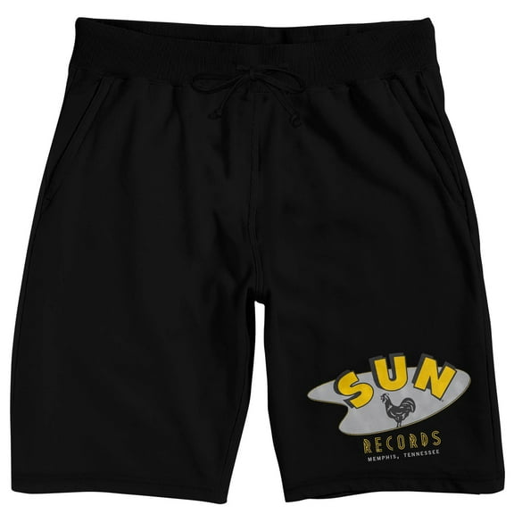 Sun Records Logo Men's Black Lounge Shorts-Medium