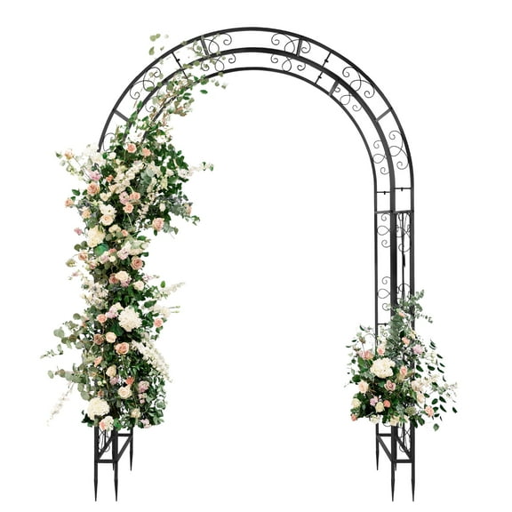 UBesGoo 7.9ft Outdoor Iron Garden Arbors - Black Metal Archway Arches Wedding Arch for Indoor Party Garden Patio Trellis Climbing Plant Garden Various Bridal Party Decoration Supplies
