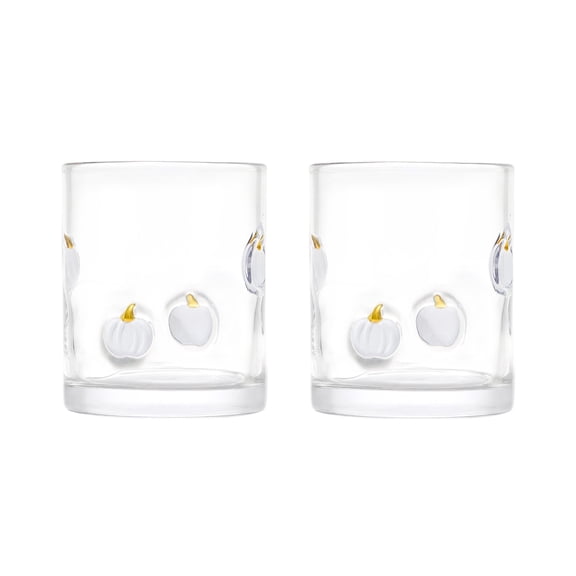 Thyme & Table 12 fl oz White Pumpkin Charm Glass Set, Pack of 2