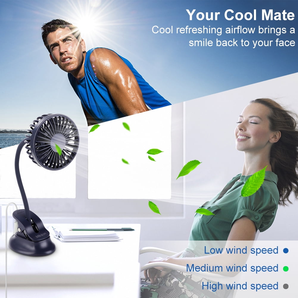 Clip on Small Mini Fan, Portable Usb Battery Operated Rechargeable Quiet