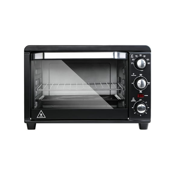 Simple Deluxe Toaster Oven With 20Litres Capacity,Compact Size Countertop Toaster, Easy To Control With Timer-Bake-Broil-Toast Setting, 1200W, Stainless Steel,16X11In,Black,Extra Large