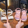 thumbnail image 4 of Weebloom Kids Toddler Girl Sandals Fashion Flip Flops Non- Rubber Soles Fasteners Hook & Loop Summer Shoes Beach Walking Sandal, 4 of 7