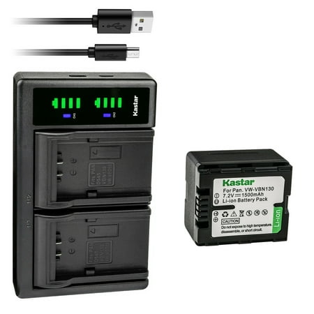 Kastar 1-Pack VW-VBN130 Battery and LTD2 USB Charger Replacement for Panasonic VW-VBN070 VW-VBN130 VW-VBN260 HDC-SD800K HDC-SD800P HDC-SD900 HDC-SD909 HDC-TM900 HDC-TM900GK HDC-TM900GK-3D