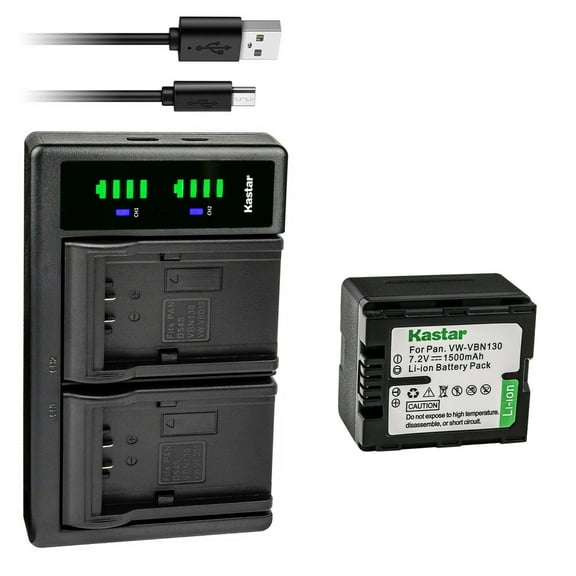 Kastar 1-Pack VW-VBN130 Battery and LTD2 USB Charger Replacement for Panasonic VW-VBN070, VW-VBN130, VW-VBN260, HDC-SD800K, HDC-SD800P, HDC-SD900, HDC-SD909, HDC-TM900, HDC-TM900GK, HDC-TM900GK-3D