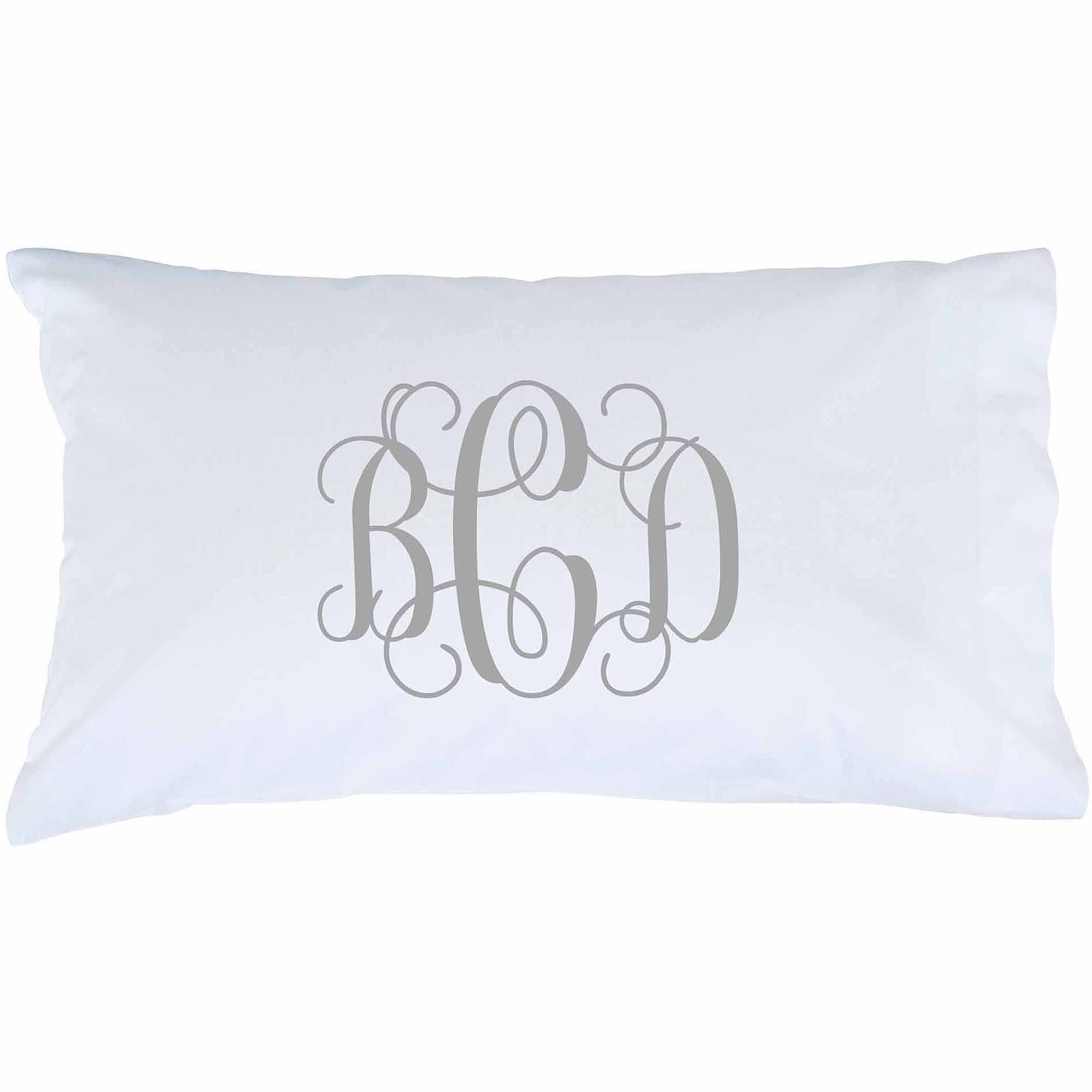 Personalized Grey Monogram Pillowcase