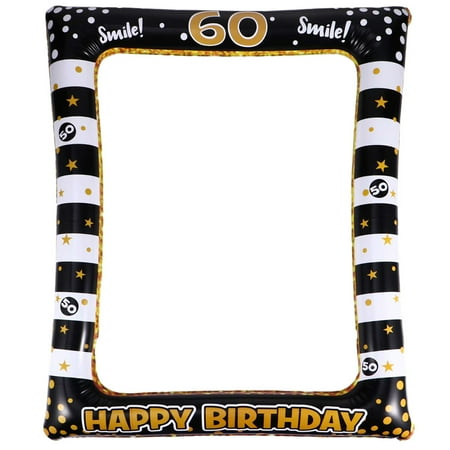 

1pc Birthday Inflatable Photo Frame Festival Photo Props Party Supply for Age 60