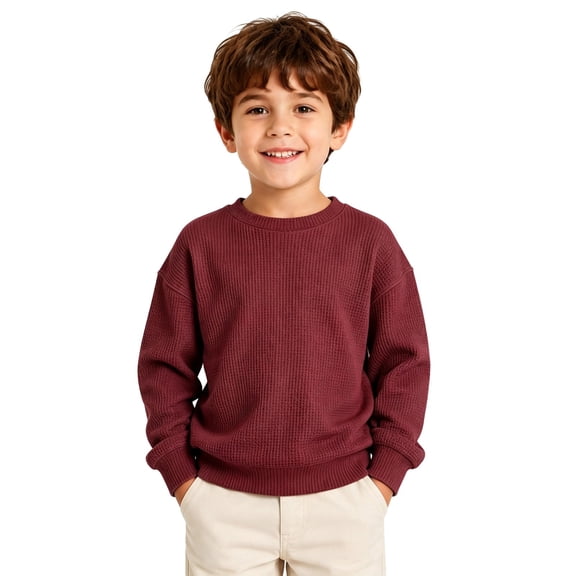 Ruiwill Boys Sweatshirts Solid Color Pullover Crewneck Fall Winter Boys Sweatshirts