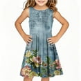 thumbnail image 2 of SGFCWSX Girls Sleeveless Dress A-Line Print Crew Neck Summer Party Dresses for Kids Multicolor Size 11-12 Years, 2 of 6