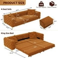 thumbnail image 3 of Timbernest 97.7" Pull Out Sofa Bed King Size, 3 in 1 Convertible Sleeper Sofa, Oversized 4 Seater Velvet Sofa with Movable Ottoman for Living Room, Button Tufted Design, Orange, 3 of 17