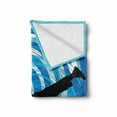thumbnail image 2 of Hip Hop Soft Flannel Fleece Throw Blanket, Boy Doing Head Spin on the Floor Illustration with Abstract Backdrop, Cozy Plush for Indoor and Outdoor Use, 50" x 60", Blue Pale Blue Black, by Ambesonne, 2 of 6